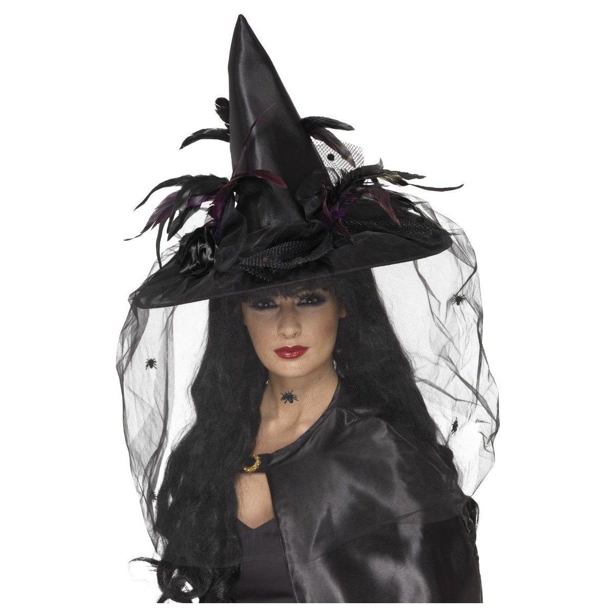 Black - Front - Smiffys Womens-Ladies Witches Hat Costume Prop