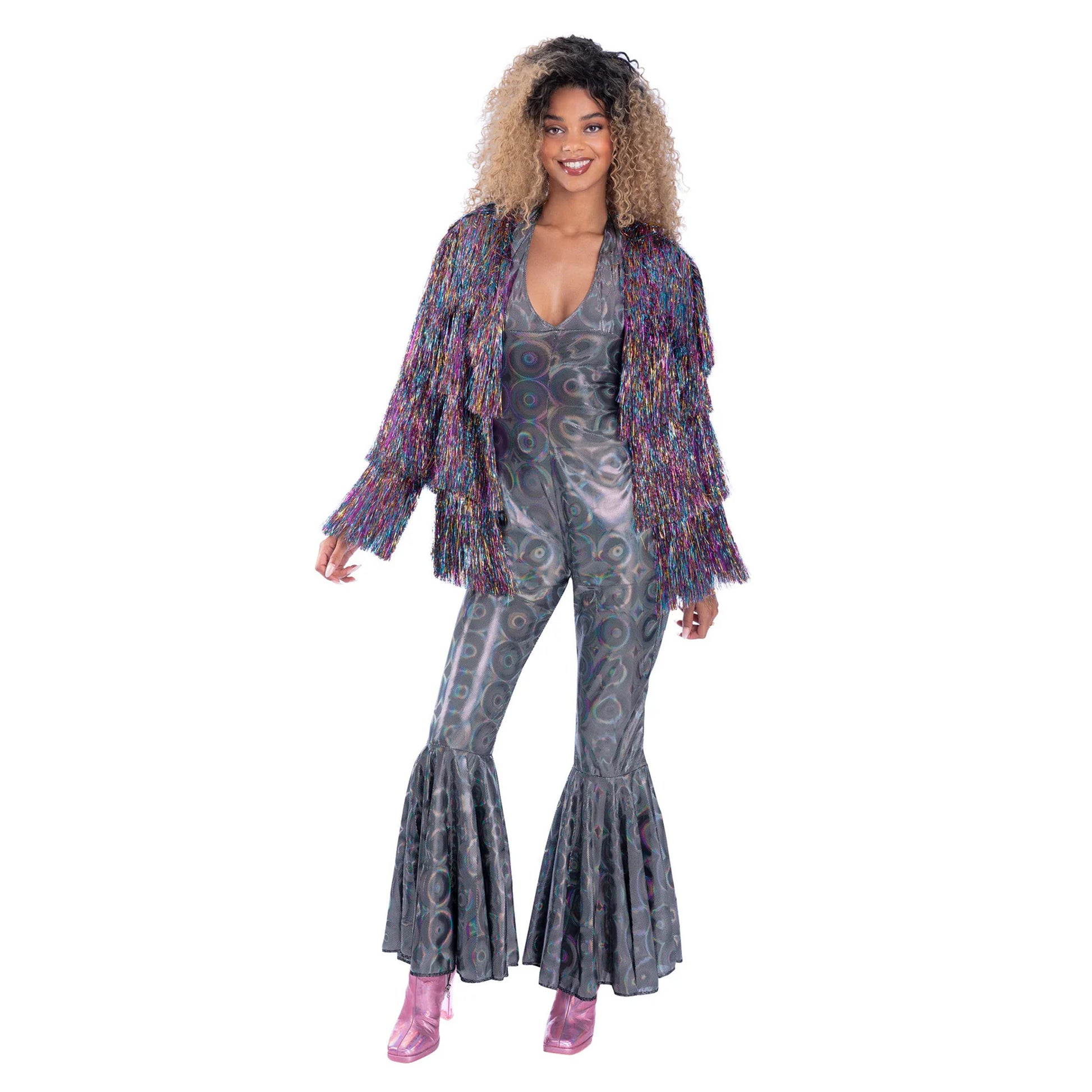 Rainbow Dream - Back - Fever Womens-Ladies Tinsel Festival Costume Jacket