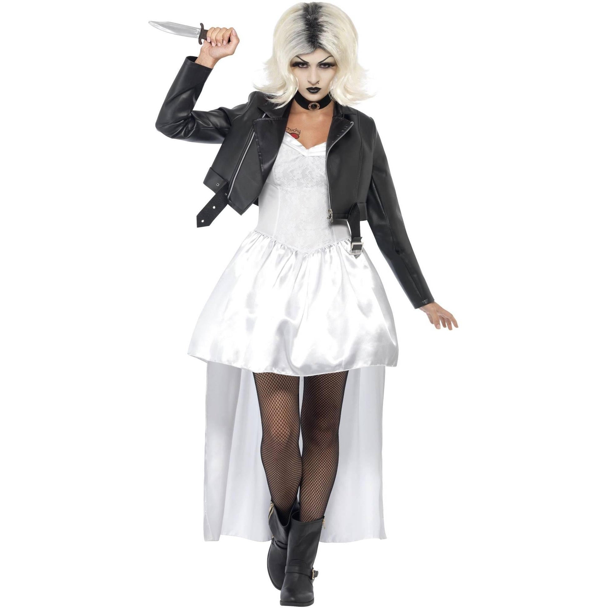 White-Black - Back - Bride of Chucky Womens-Ladies Tiffany Lace Costume Set