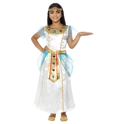 White - Front - Smiffys Girls Deluxe Cleopatra Costume Dress