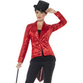 Red - Back - Smiffys Womens-Ladies Sequins Costume Tailcoat
