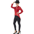 Red - Side - Smiffys Womens-Ladies Sequins Costume Tailcoat