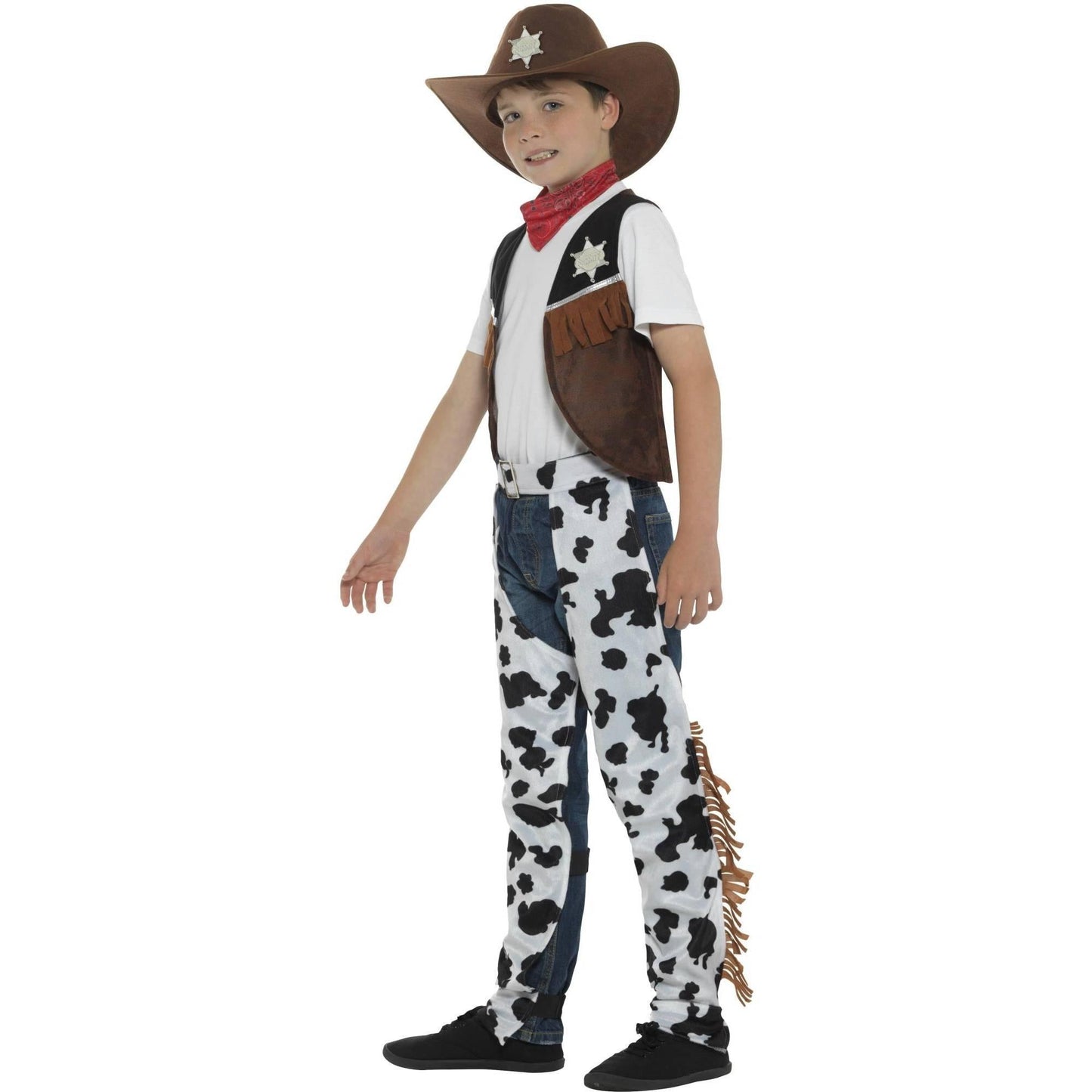 Brown-Black-White - Lifestyle - Smiffys Childrens-Kids Texan Cowboy Costume