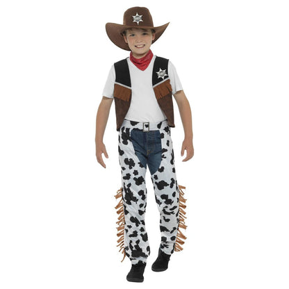 Brown-Black-White - Front - Smiffys Childrens-Kids Texan Cowboy Costume