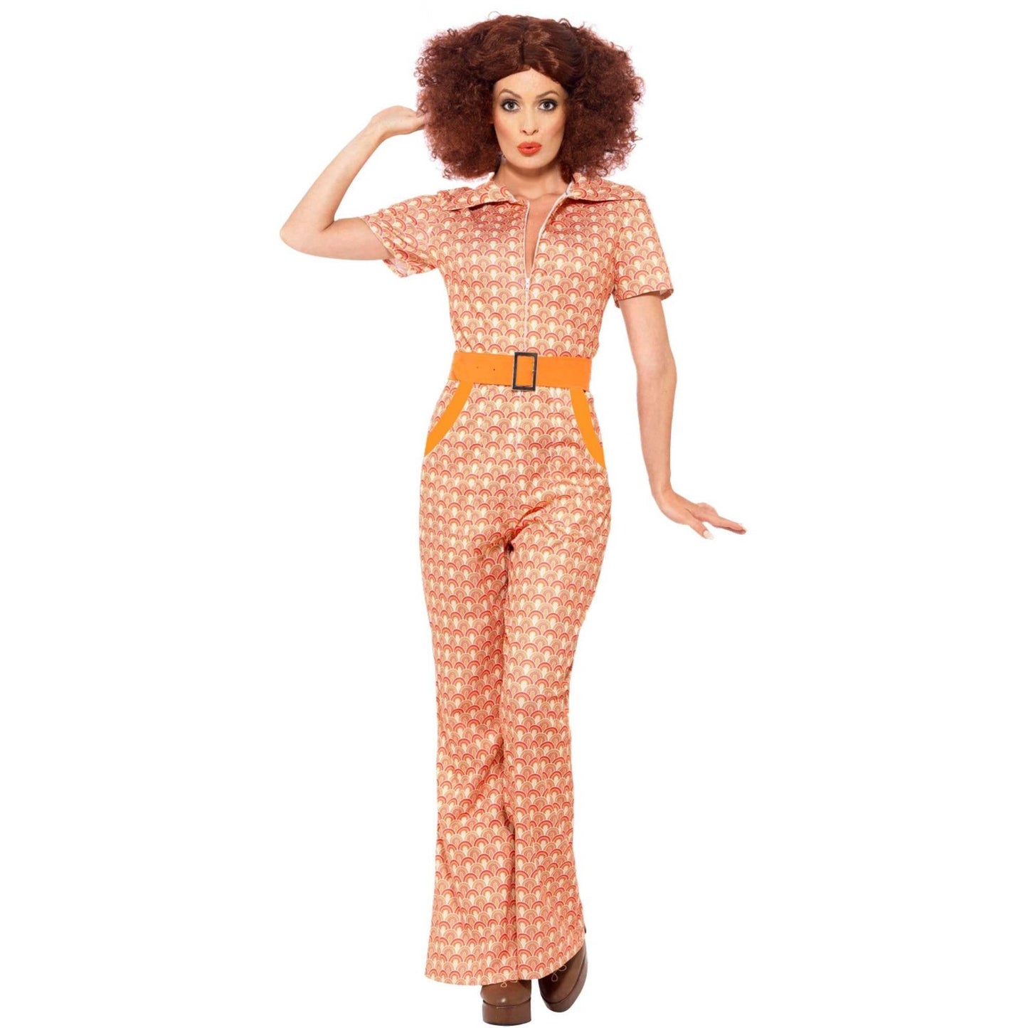 Orange - Pack Shot - Smiffys Womens-Ladies Authentic 70s Chic Costume
