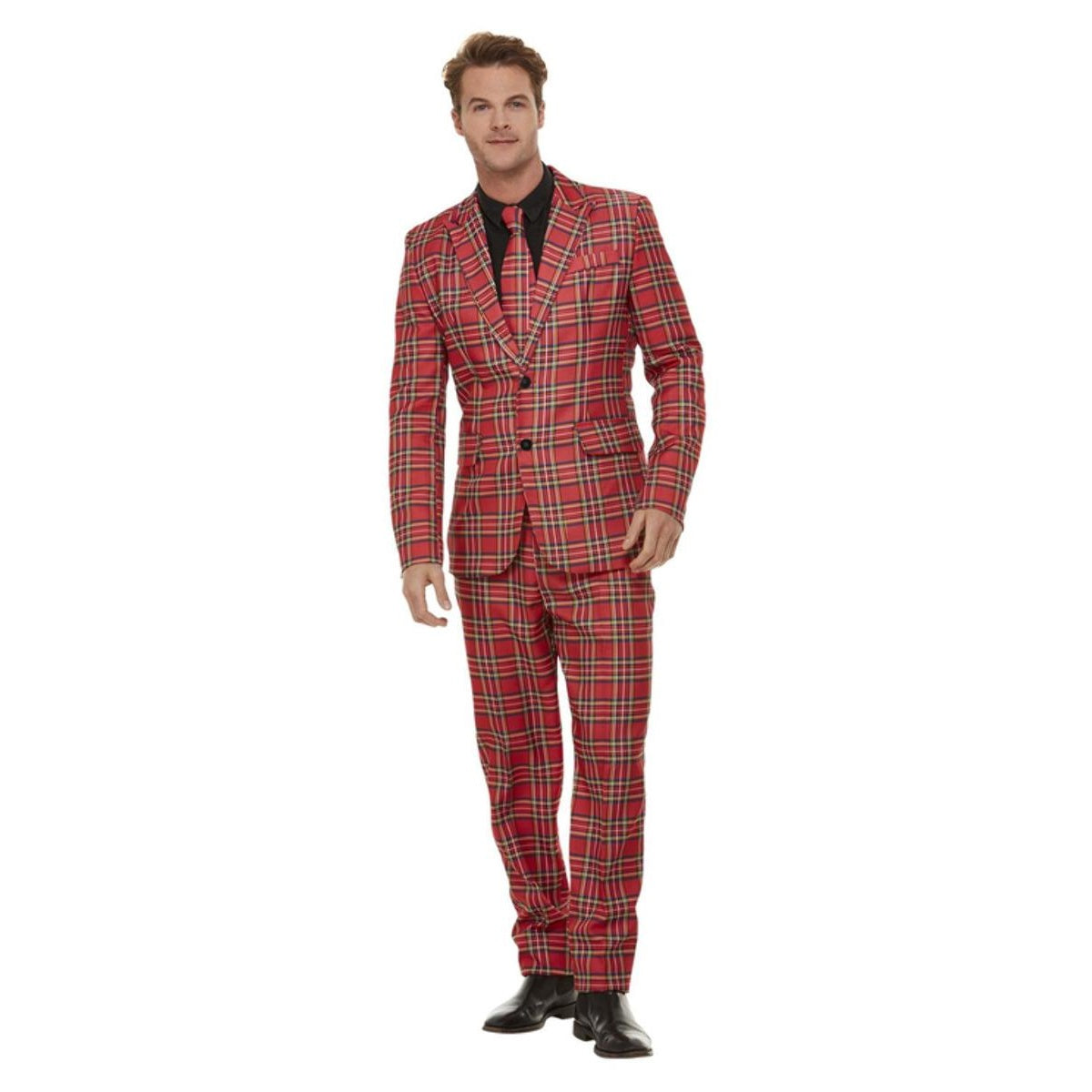 Red - Front - Smiffys Mens Tartan Costume Suit Set