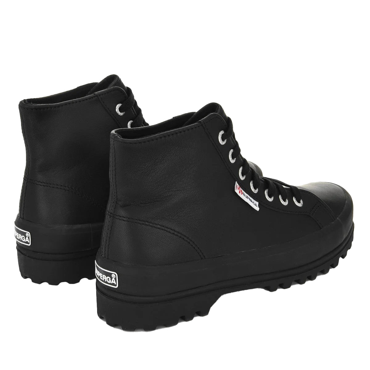 Black - Back - Superga Womens-Ladies 2341 Alpina Nappa Leather High Tops
