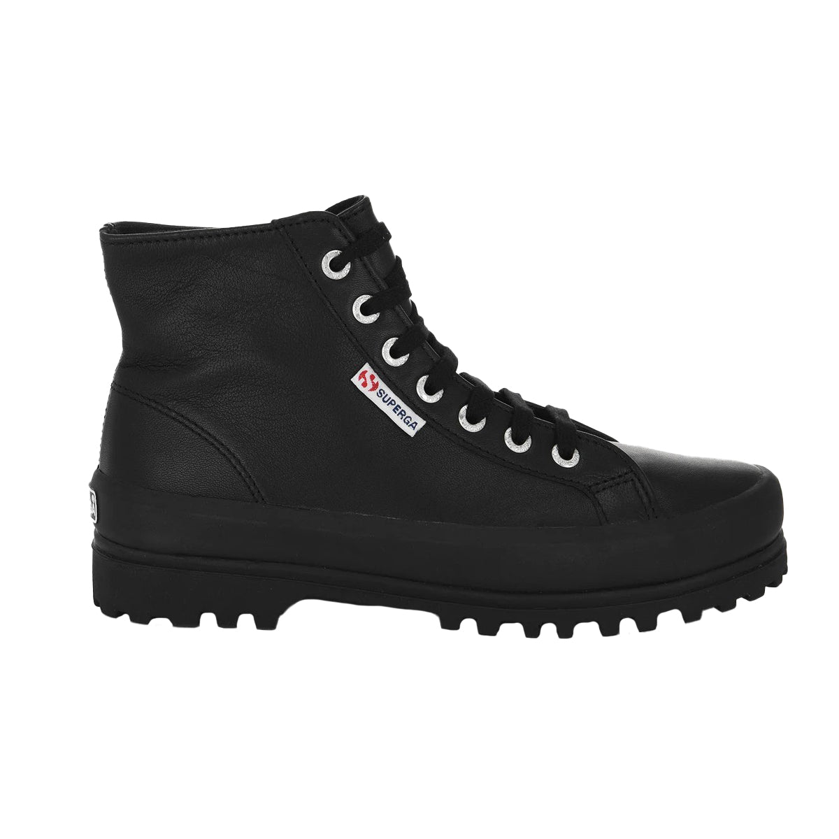 Black - Side - Superga Womens-Ladies 2341 Alpina Nappa Leather High Tops