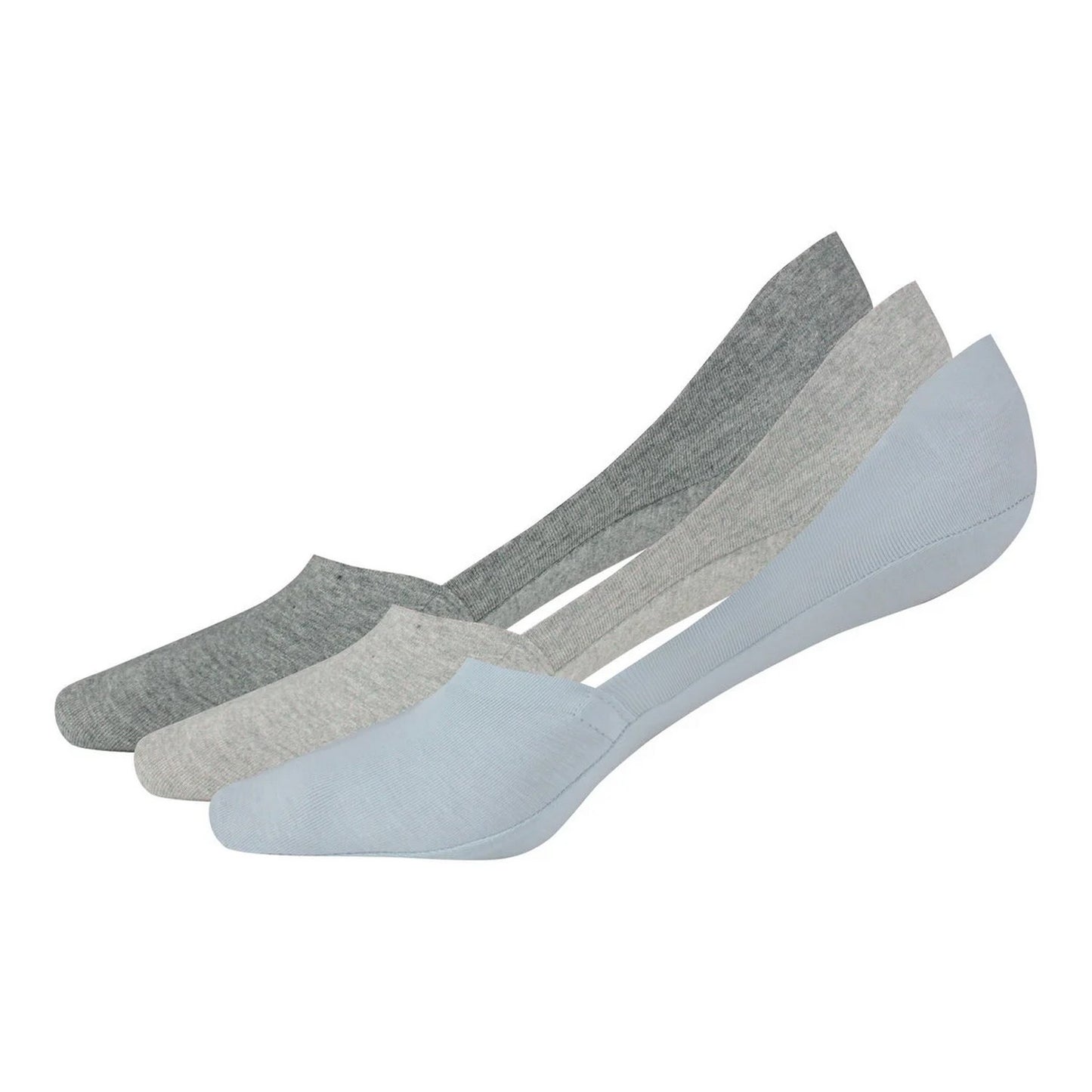 Light Blue-Light Grey-Charcoal - Front - Superga Unisex Adult Invisible Jersey Socks (Pack of 3)