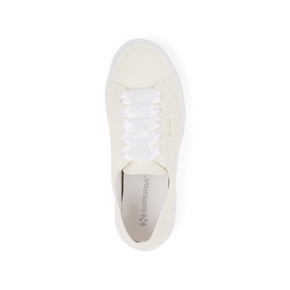 White - Side - Superga Womens-Ladies 2750 Iridescent Glitter Trainers