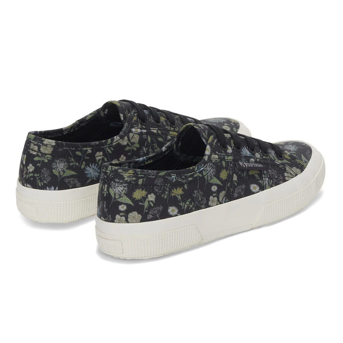 Dark Grey-White - Back - Superga Womens-Ladies 2750 Floral Trainers