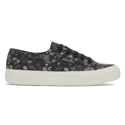 Dark Grey-White - Side - Superga Womens-Ladies 2750 Floral Trainers