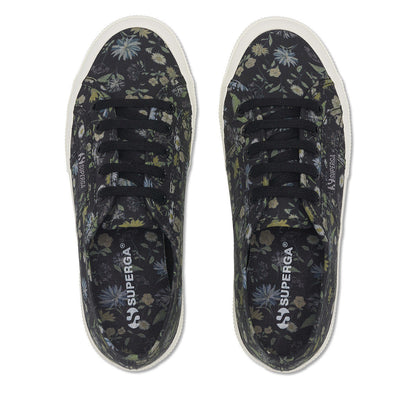 Dark Grey-White - Lifestyle - Superga Womens-Ladies 2750 Floral Trainers