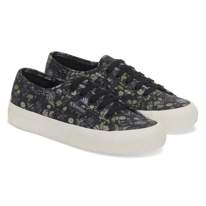 Dark Grey-White - Front - Superga Womens-Ladies 2750 Floral Trainers