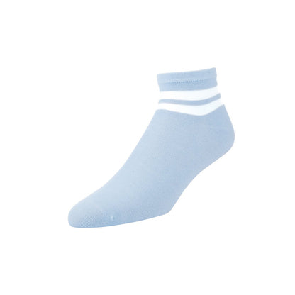Ash Grey-Pink-Light Sky Blue - Back - Superga Womens-Ladies Stripe Socks (Pack of 3)