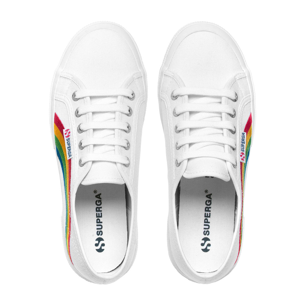 White - Lifestyle - Superga Womens-Ladies 2750 Rainbow Trainers