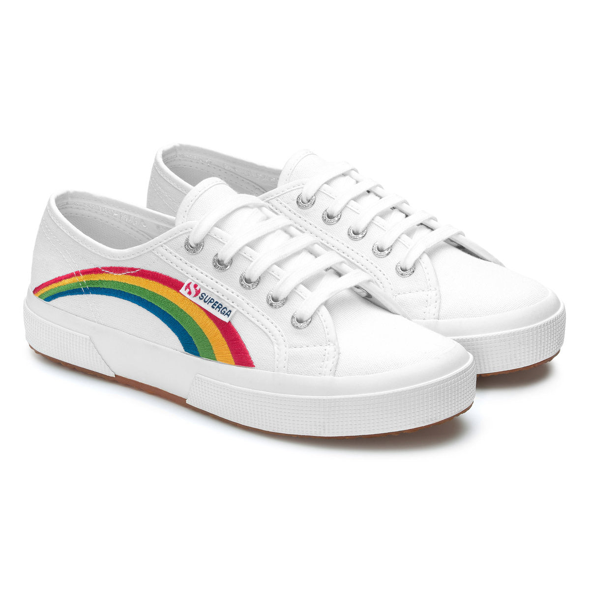 White - Front - Superga Womens-Ladies 2750 Rainbow Trainers