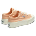 Pink Peach-Avorio - Back - Superga Womens-Ladies 2631 Stripe Platform Trainers