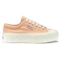 Pink Peach-Avorio - Side - Superga Womens-Ladies 2631 Stripe Platform Trainers
