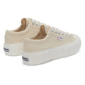 Beige Light Eggshell-Avorio - Back - Superga Womens-Ladies 2631 Stripe Platform Trainers