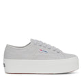 Grey Silver-Avorio - Front - Superga Womens-Ladies 2790 Linea Up Down Trainers