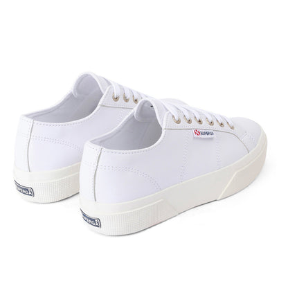 Optic White-Avorio - Back - Superga Womens-Ladies 2740 Nappa Leather Platform Trainers
