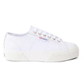 Optic White-Avorio - Side - Superga Womens-Ladies 2740 Nappa Leather Platform Trainers