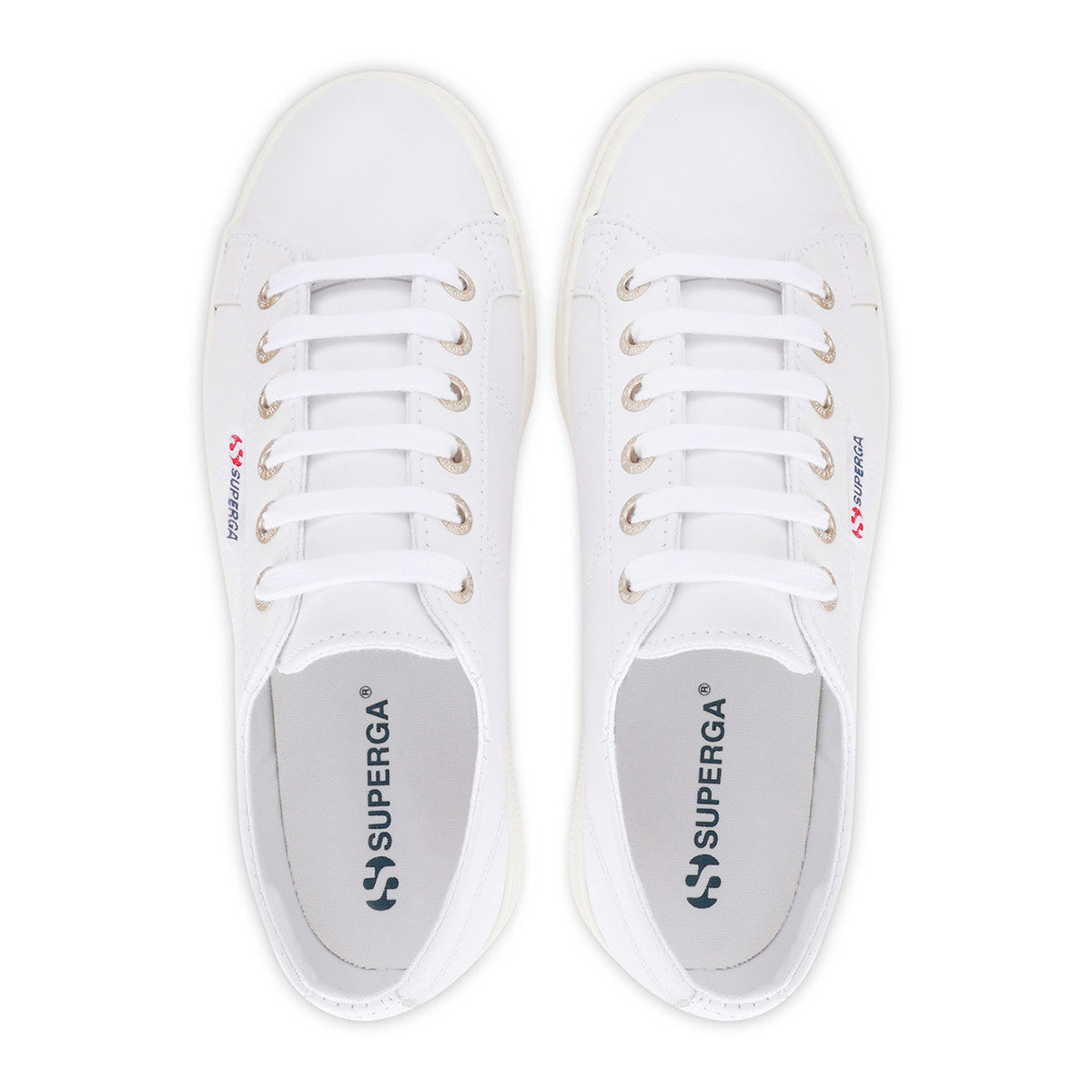 Optic White-Avorio - Lifestyle - Superga Womens-Ladies 2740 Nappa Leather Platform Trainers