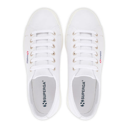 Optic White-Avorio - Lifestyle - Superga Womens-Ladies 2740 Nappa Leather Platform Trainers