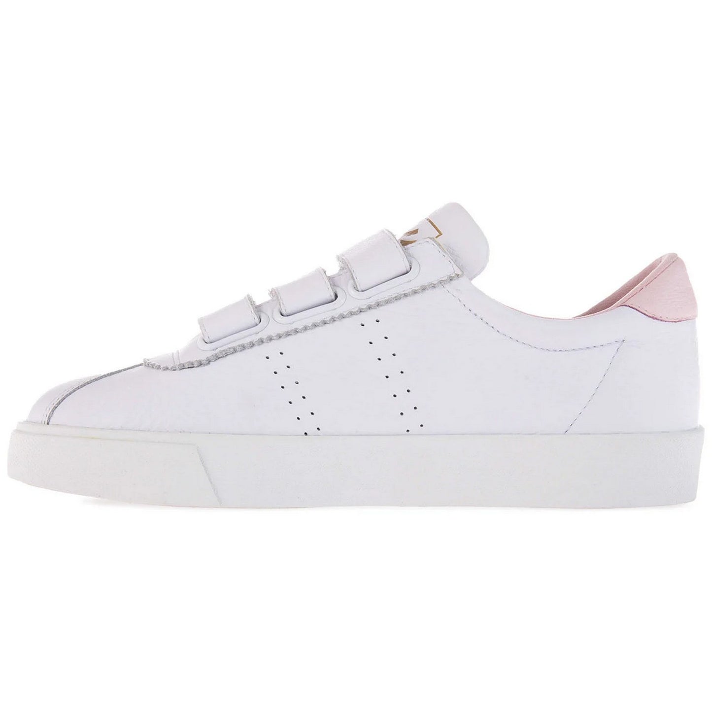 White-Light Pink - Side - Superga Womens-Ladies 2870 Sport Club S Leather 3 Touch Fastening Strap Trainers