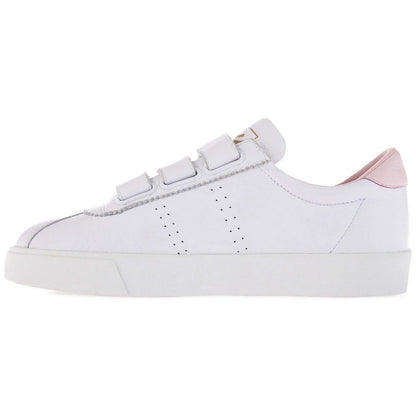 White-Light Pink - Side - Superga Womens-Ladies 2870 Sport Club S Leather 3 Touch Fastening Strap Trainers