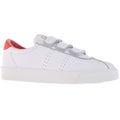 White-Coral Red - Front - Superga Womens-Ladies 2870 Sport Club S Leather 3 Touch Fastening Strap Trainers