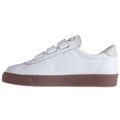 White-Beige Gesso - Side - Superga Womens-Ladies 2870 Sport Club S Contrast Detail Leather Trainers