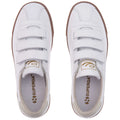 White-Beige Gesso - Lifestyle - Superga Womens-Ladies 2870 Sport Club S Contrast Detail Leather Trainers