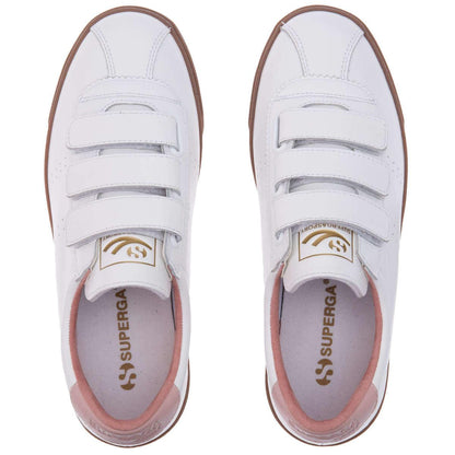 White-Pink Smoke - Lifestyle - Superga Womens-Ladies 2870 Sport Club S Contrast Detail Leather Trainers