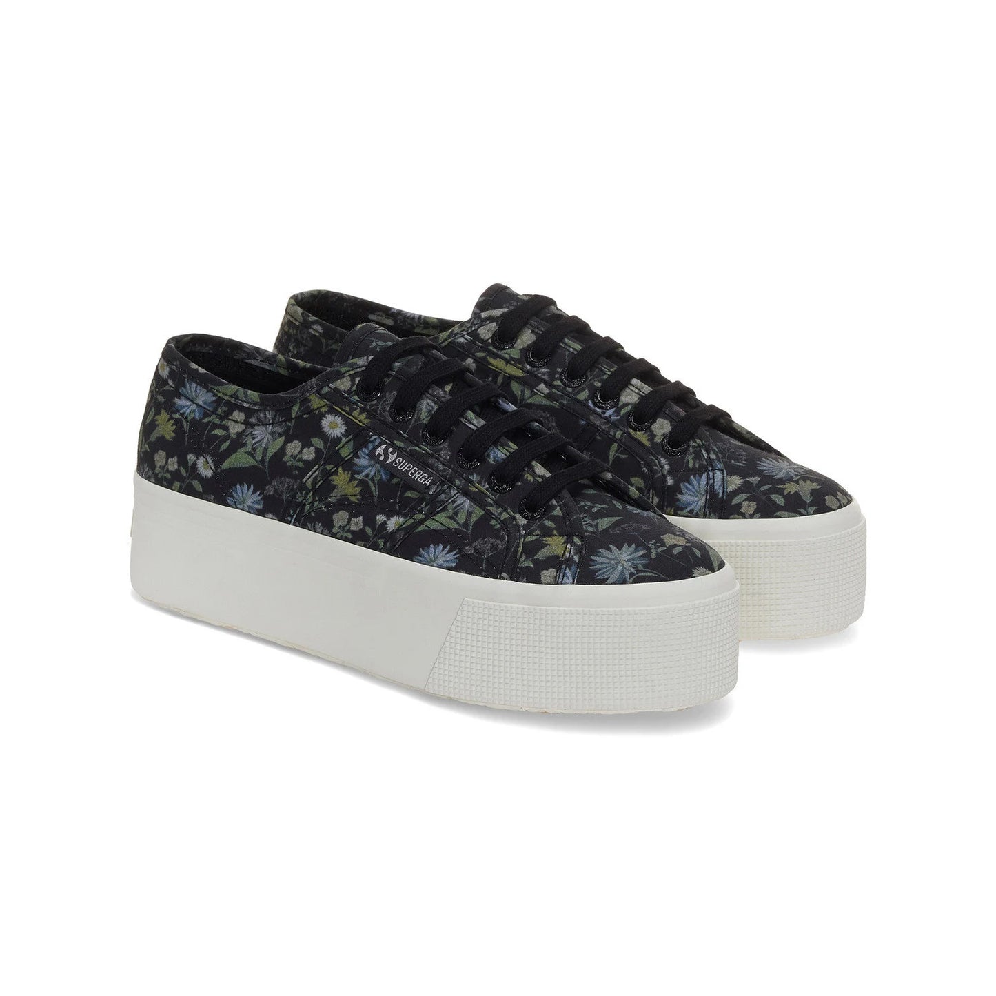 Dark Grey - Front - Superga Womens-Ladies 2790 Floral Lace Up Trainers
