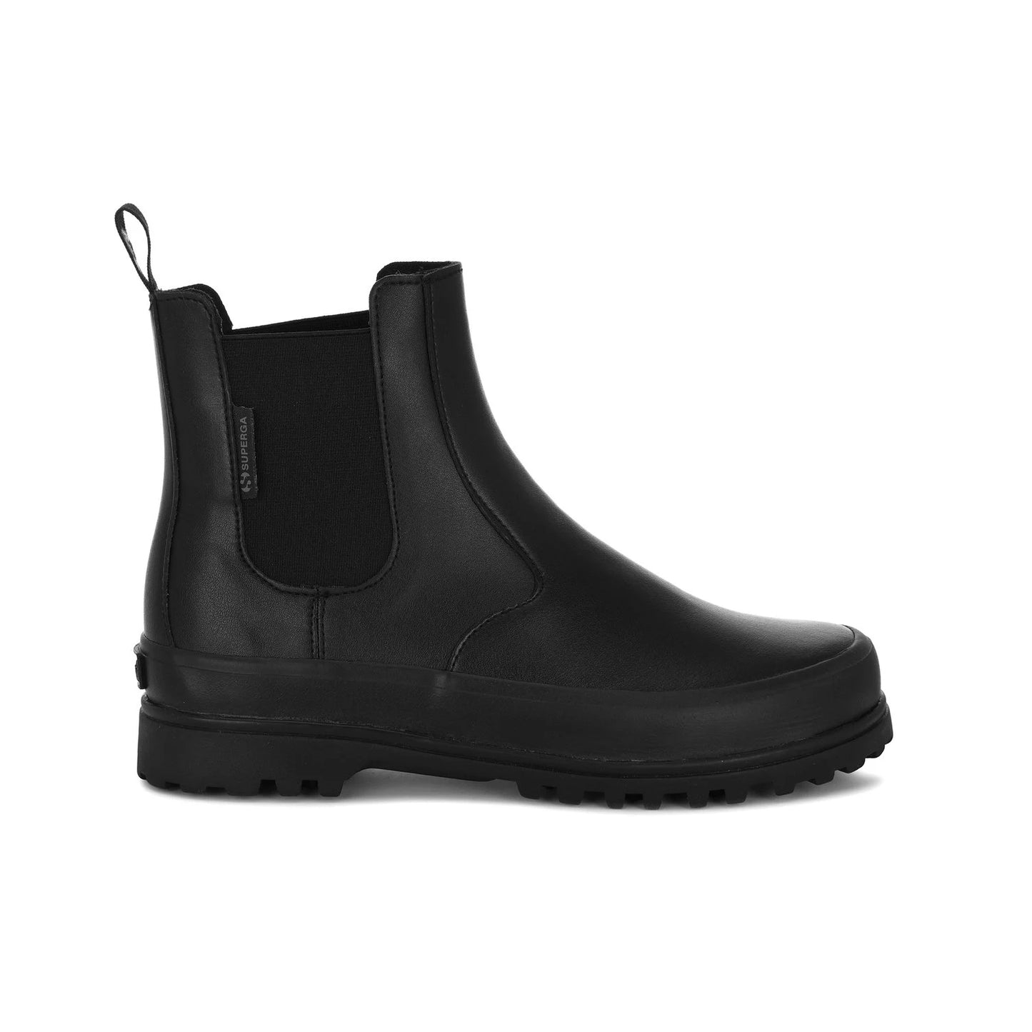 Total Black - Side - Superga Womens-Ladies 2678 Alpina Faux Leather Ankle Boots