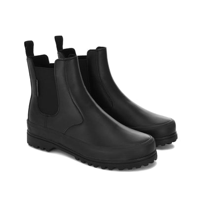 Total Black - Front - Superga Womens-Ladies 2678 Alpina Faux Leather Ankle Boots
