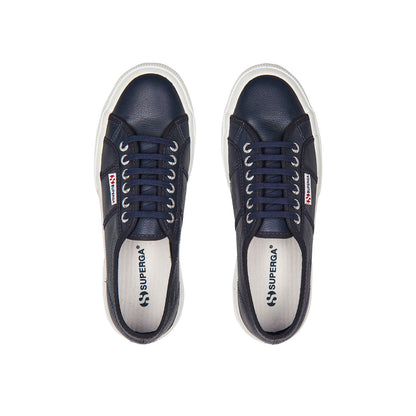 Blue Navy - Side - Superga Unisex Adult 2750 Efglu Leather Trainers