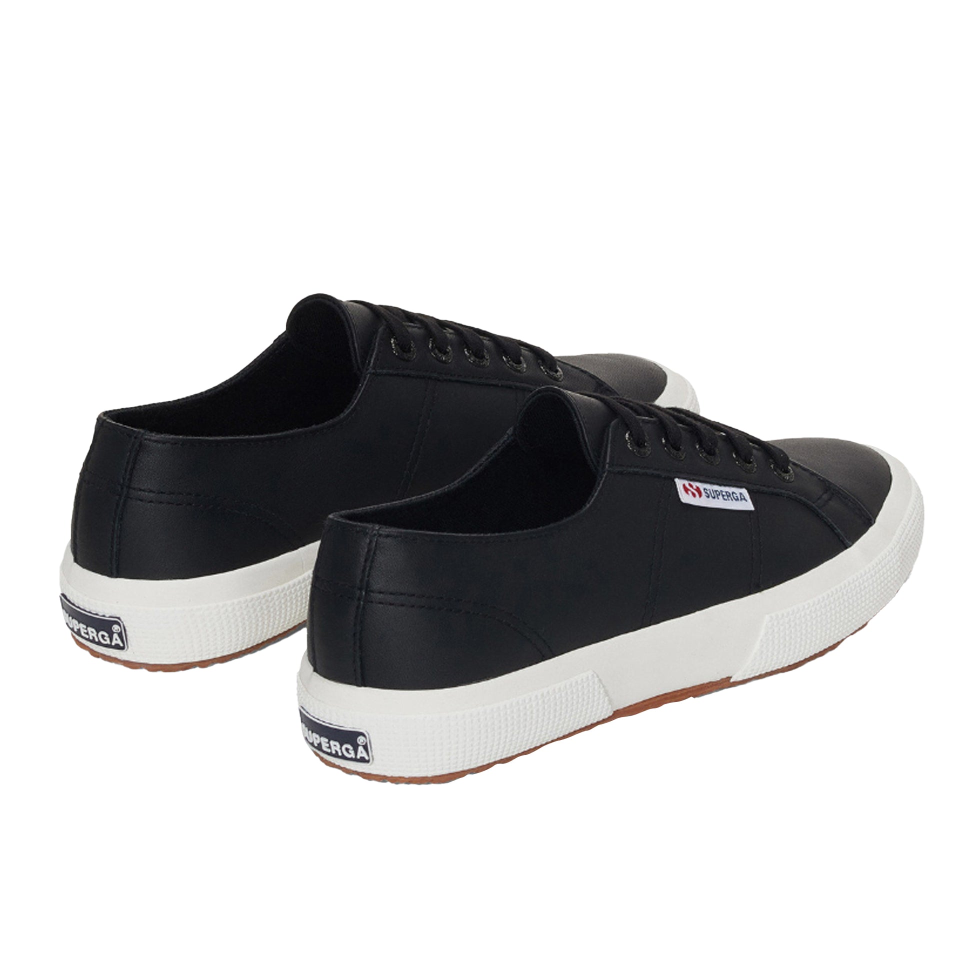 Black-Avorio - Side - Superga Unisex Adult 2750 Nappa Leather Trainers