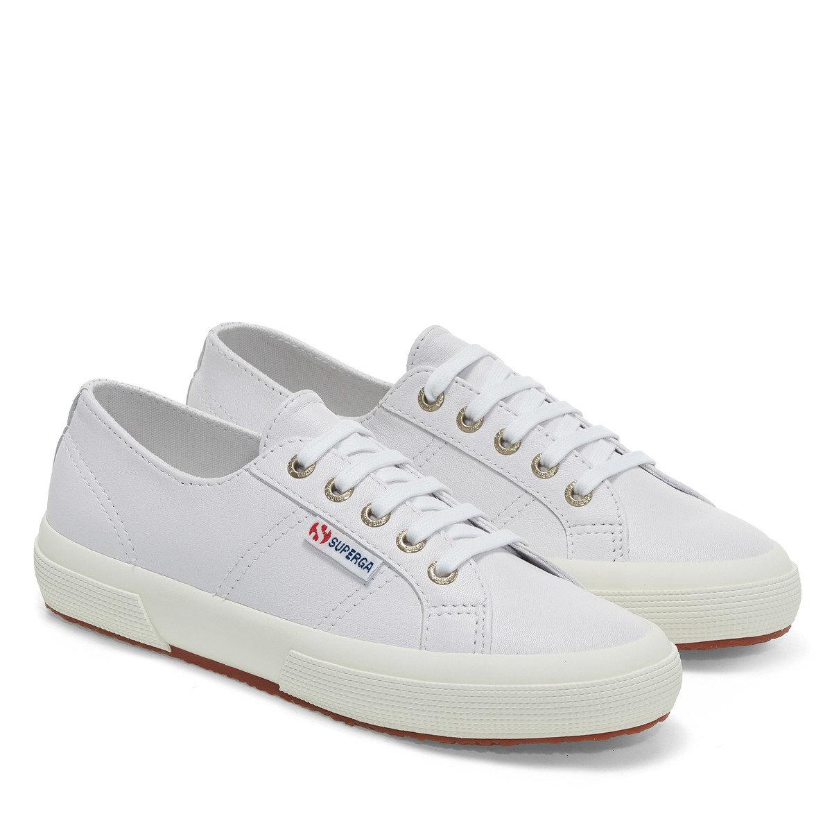 Optical White-Avorio - Front - Superga Unisex Adult 2750 Nappa Leather Trainers