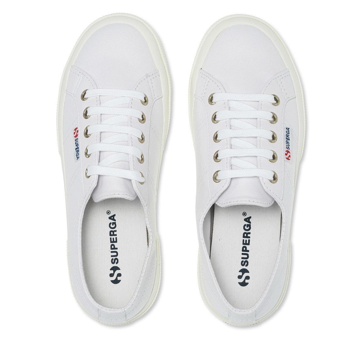 Optical White-Avorio - Side - Superga Unisex Adult 2750 Nappa Leather Trainers