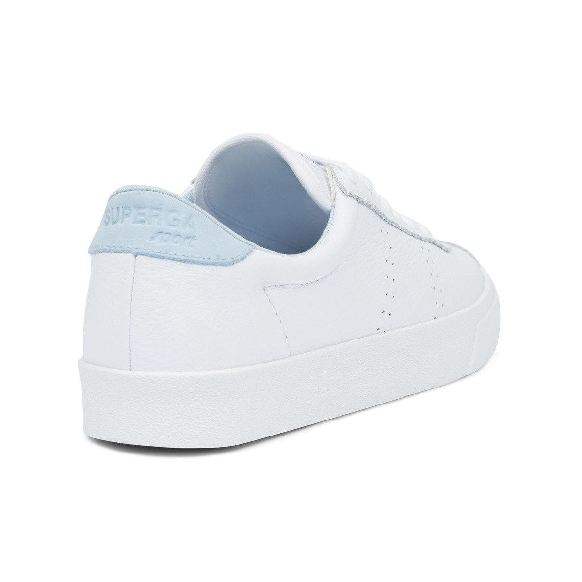 White-Blue Light Sky - Front - Superga Unisex Adult 2843 Sport Club S Leather Trainers