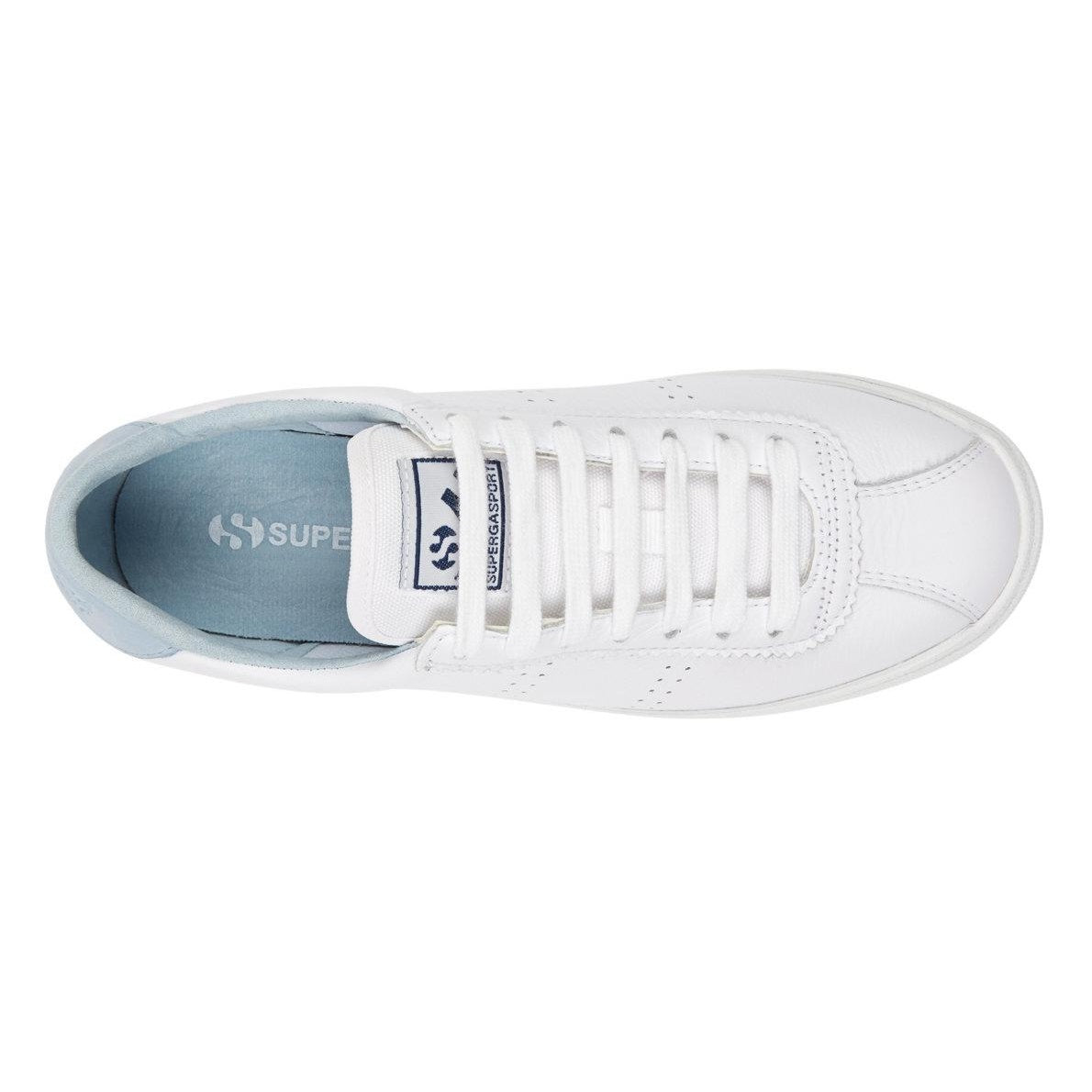 White-Blue Light Sky - Back - Superga Unisex Adult 2843 Sport Club S Leather Trainers