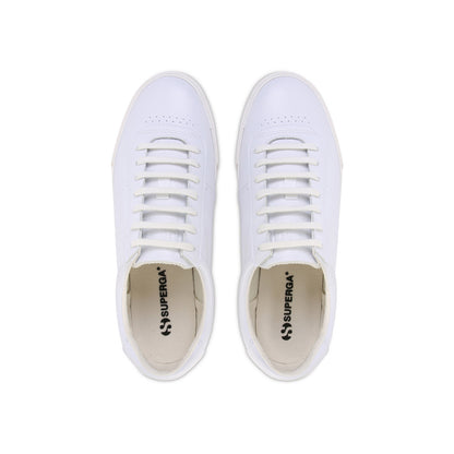 White-White Avorio - Side - Superga Unisex Adult 4834 Club S Perforated Vegan Leather Trainers