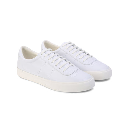 White-White Avorio - Front - Superga Unisex Adult 4834 Club S Perforated Vegan Leather Trainers