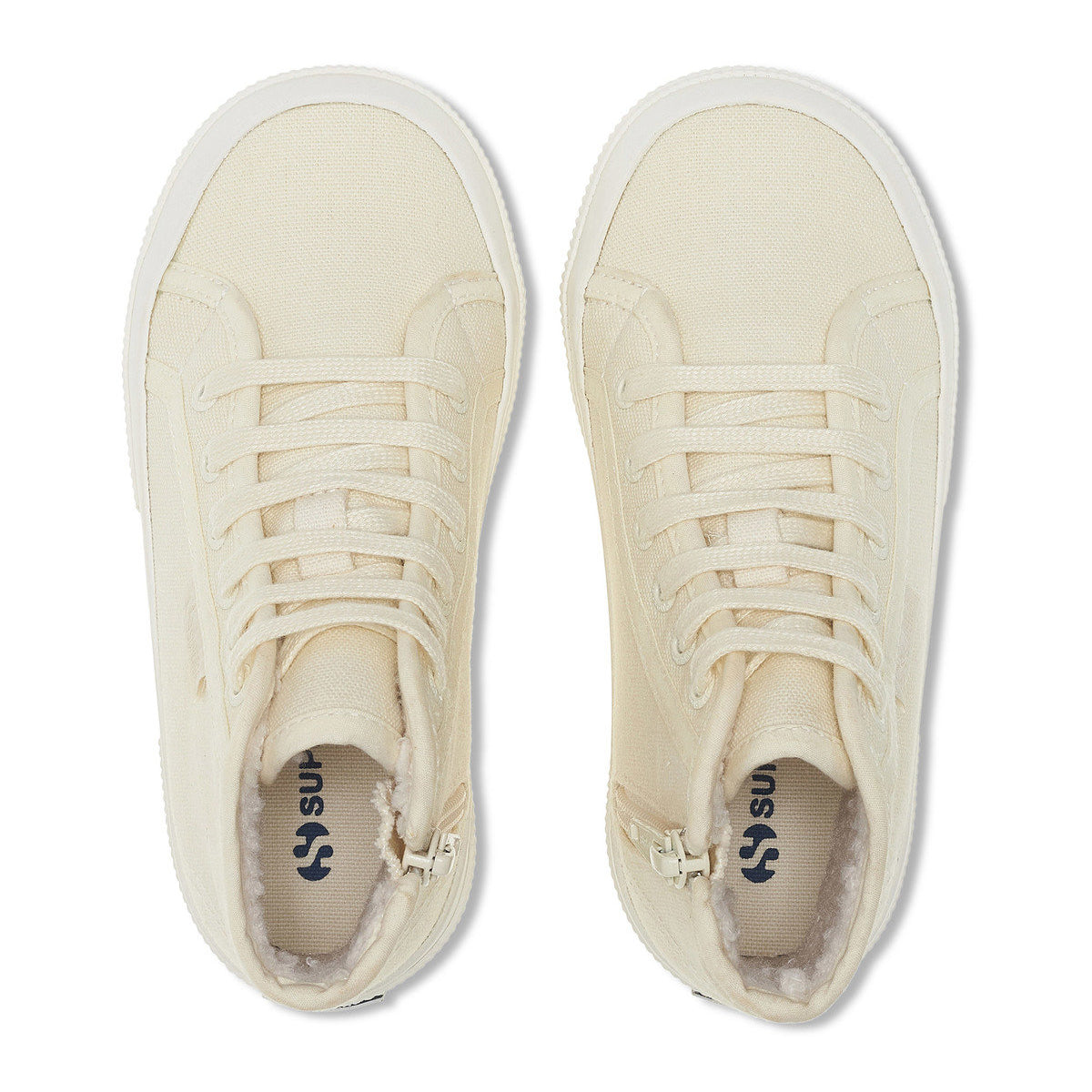 Natural Beige-Avorio - Side - Superga Childrens-Kids 2709 Waterproof Cotton High Tops