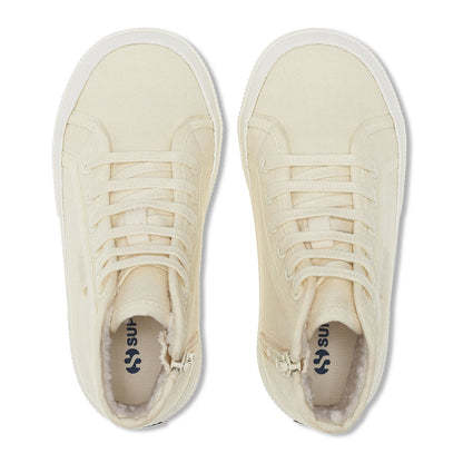 Natural Beige-Avorio - Side - Superga Childrens-Kids 2709 Waterproof Cotton High Tops