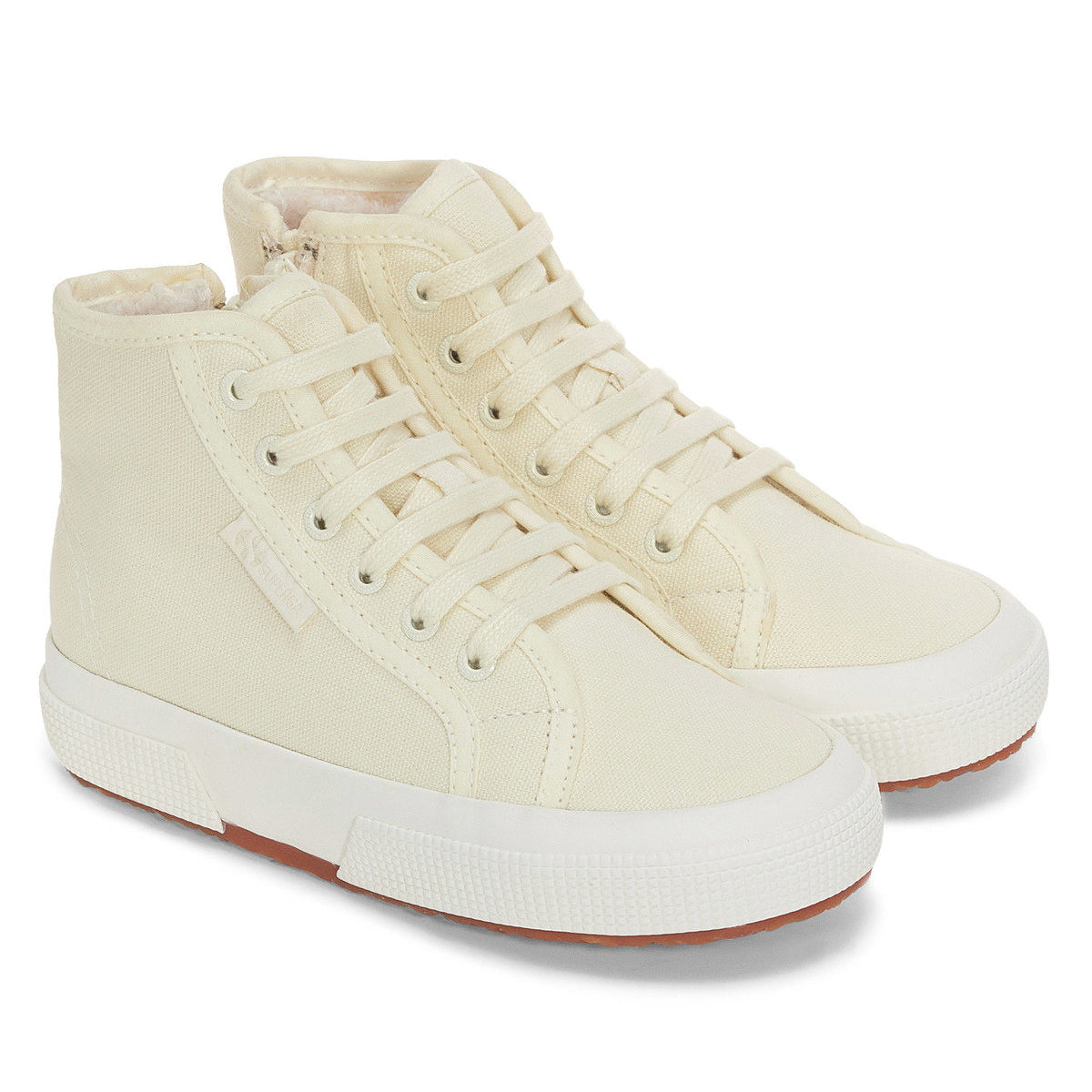Natural Beige-Avorio - Front - Superga Childrens-Kids 2709 Waterproof Cotton High Tops