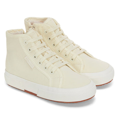 Natural Beige-Avorio - Front - Superga Childrens-Kids 2709 Waterproof Cotton High Tops